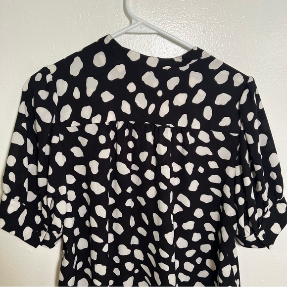 Ann Taylor Blouse Black White Dots S - Picture 7 of 12